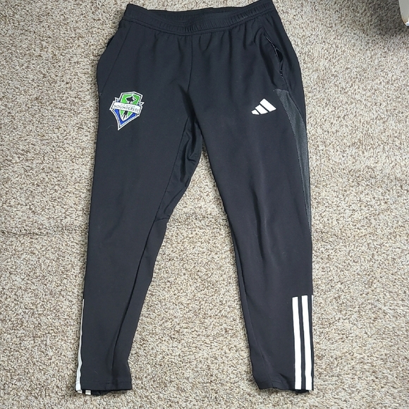 Adidas Black Sweatpants with Tapered Leg and Elastic Waistband - Picture 1 of 12